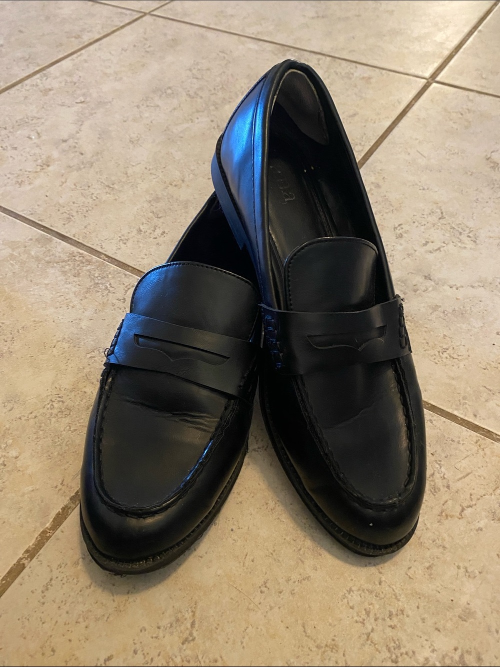 a.n.a Black Leather Women's Penny Loafers